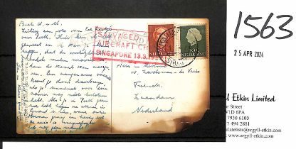 Netherlands - Maritime Mail. 1954 (Mar. 11) Picture postcard of Perth franked Netherlands 25c +