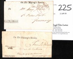 Navy Pay Office. 1804-05 Printed Navy Pay Office O.H.M.S lettersheets with Free datestamps, both