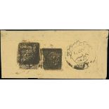 c.1896 Local cover bearing 1896-1901 ¼a black (2), square cancels with a c.d.s alongside, a very