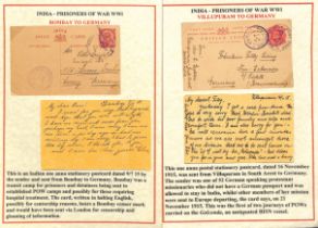 1914-15 India 1a Postal stationery postcards used by internees in transit, a 1914 (Dec 12) KEVII