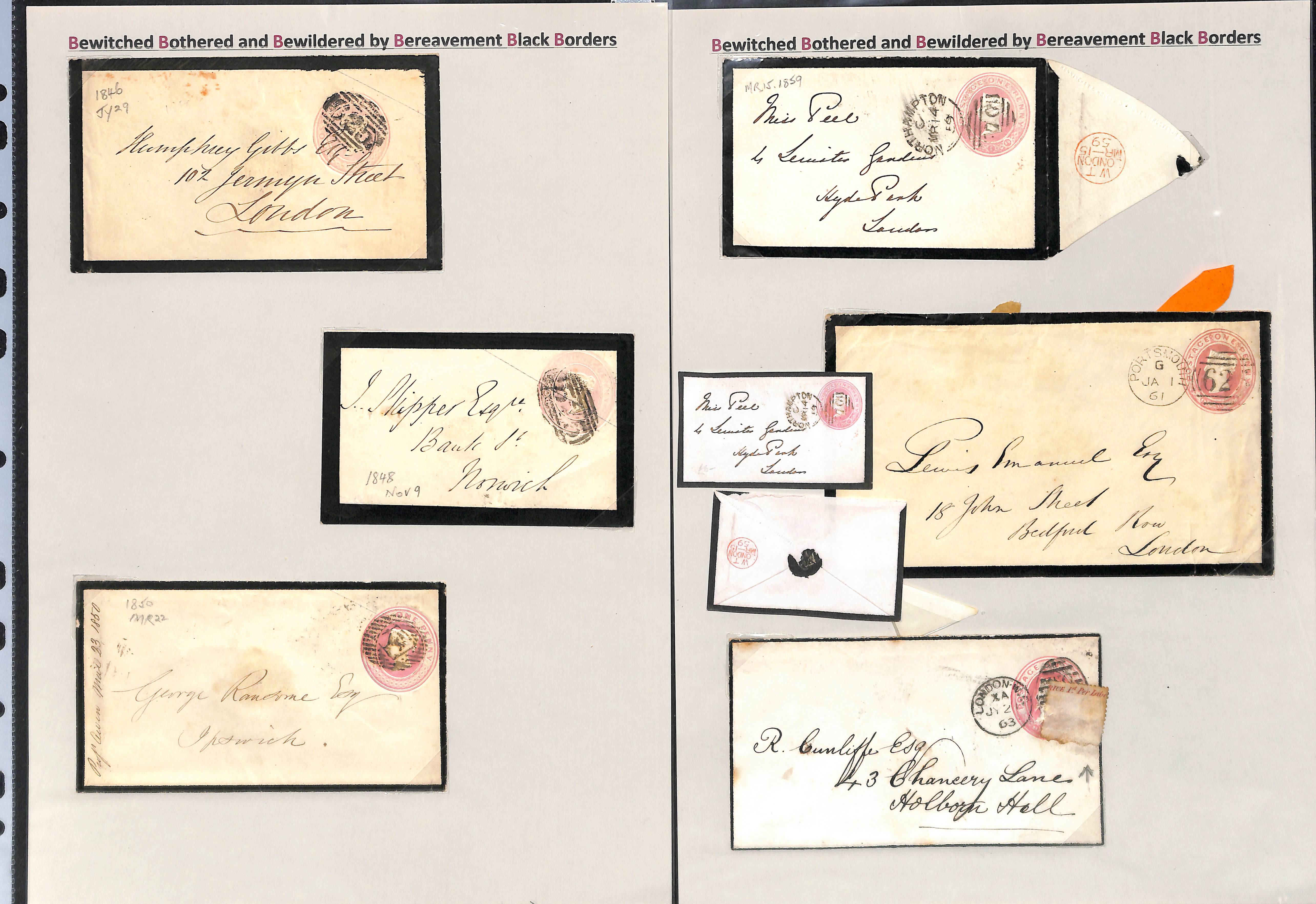 1841-1958 QV-KGVI Stationery envelopes (70) and postcards (3), the envelopes all with black - Image 8 of 14