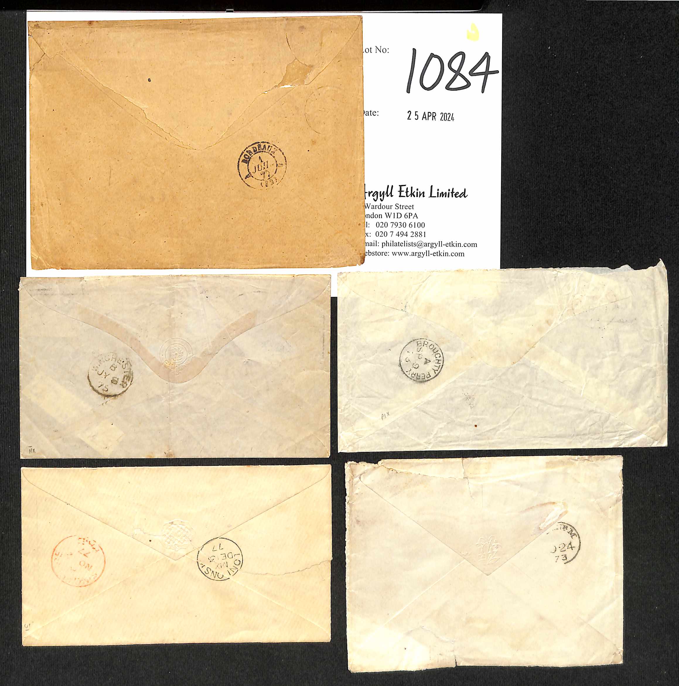 1873-77 Covers to England bearing Crown CC 12c, 30c (2 covers) or 30c pair, or to France franked - Image 2 of 2