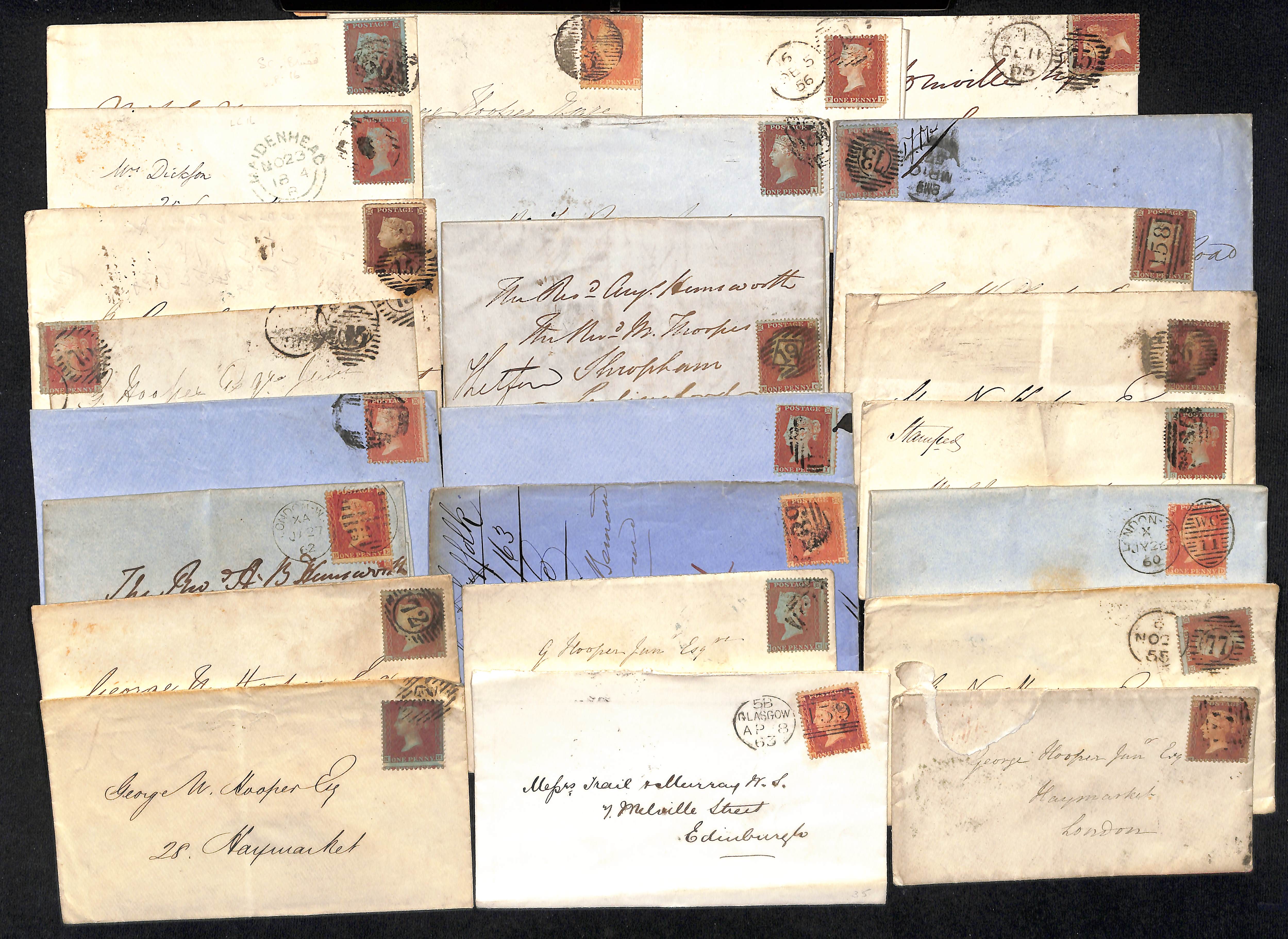 1854-79 Covers, entires and entire letters bearing perforated 1d reds (126), various perfs and - Image 2 of 6