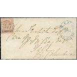 1871 (July 15) Mourning cover from Victoria to Yale franked 1869 perf 14 5c pale red cancelled by
