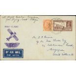 1938 (Feb 22) "Coogee" Survey Flight, cover from Lashkar, Gwalior to Singapore, fine and very