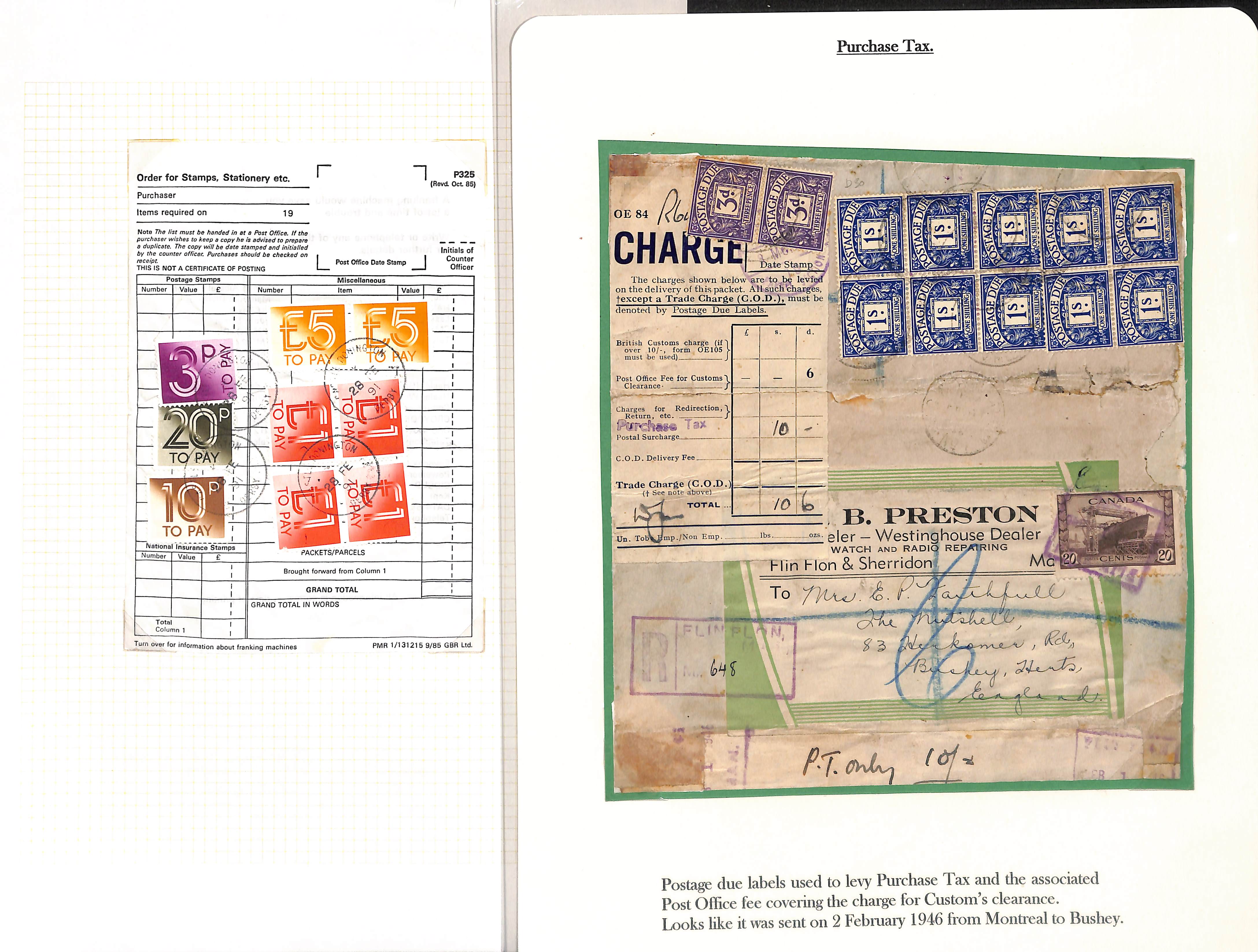 Customs Charges/Accumulated Charges. 1938-92 Covers or parcel address panels with customs duty or - Image 11 of 18