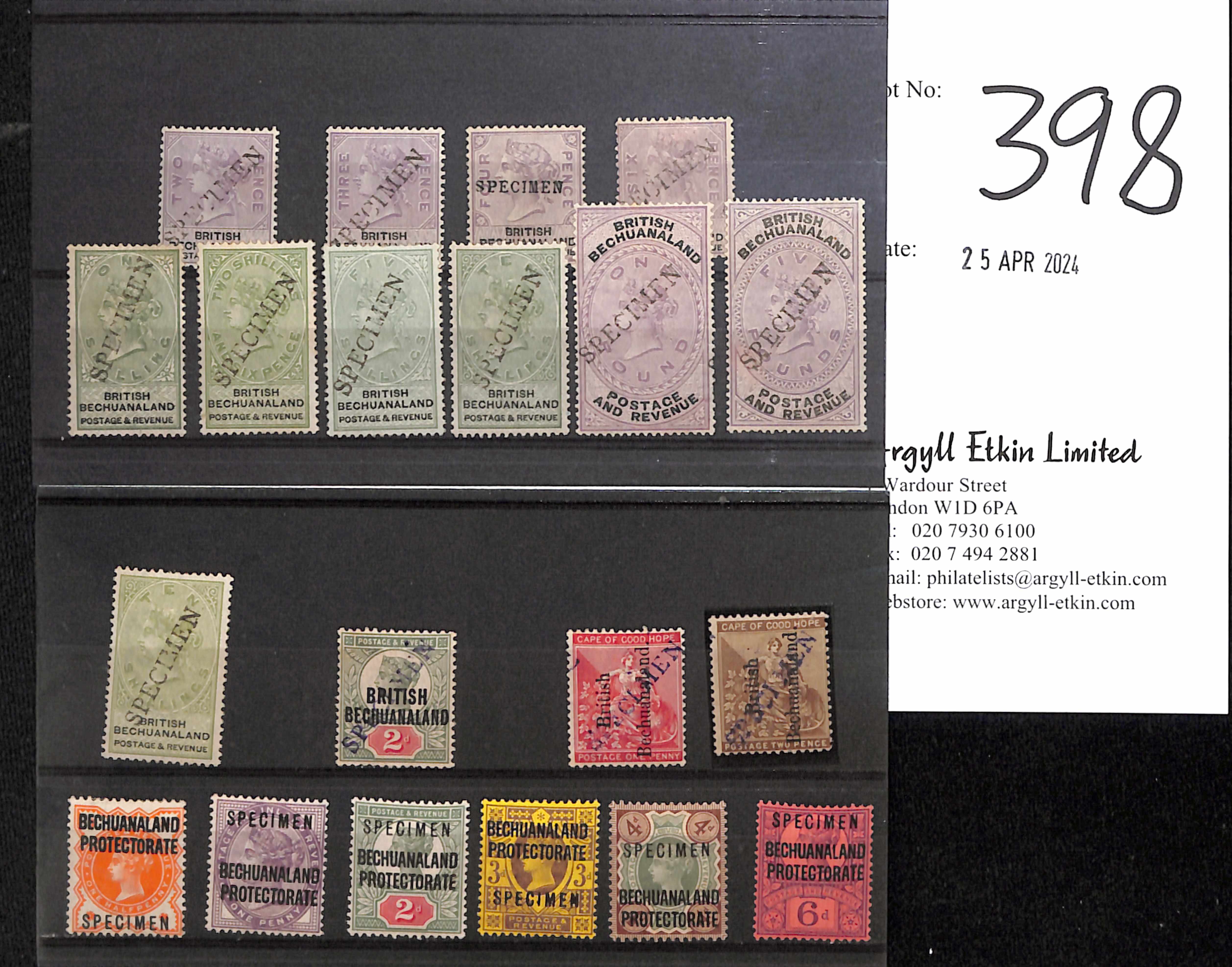 1888-97 Issues handstamped or overprinted "SPECIMEN", including 1888 unappropriated die 2d - £5 (ten