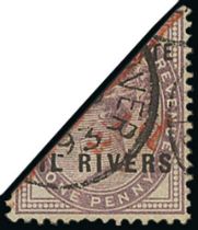 1893 (Sep) ½d on half 1d, Red surcharge with variety straight top to "1", used with Old Calabar