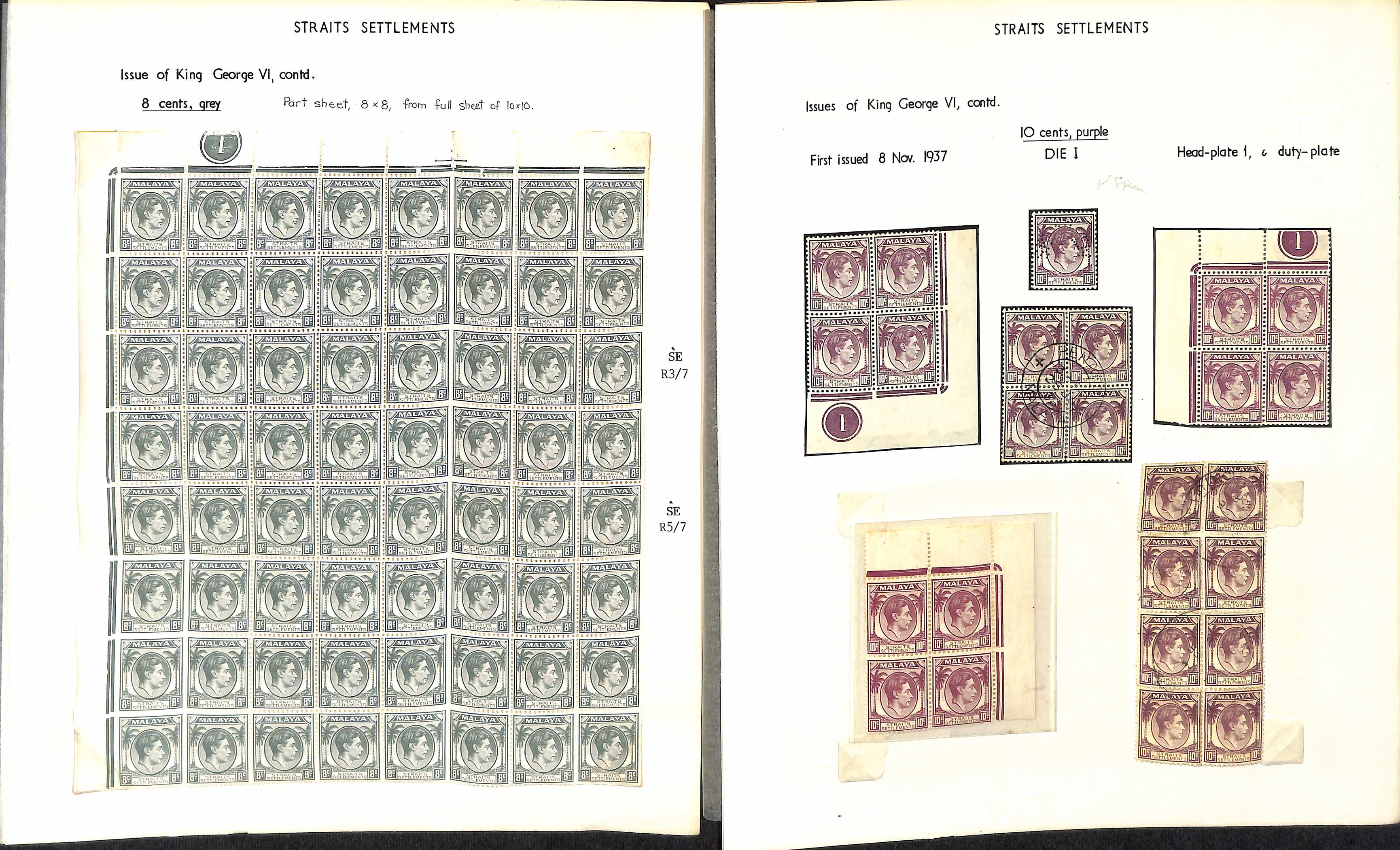 1937-41 1c - $5 Mint and used study on pages including die I Specimen stamps, mint and used sets - Image 5 of 17