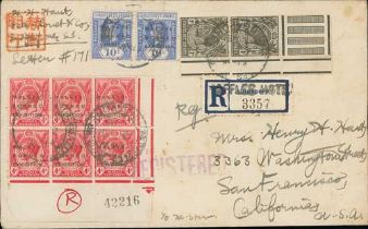 1922 (Apr. 3-12) Registered cover to USA and picture postcards (2), all with Malaya-Borneo