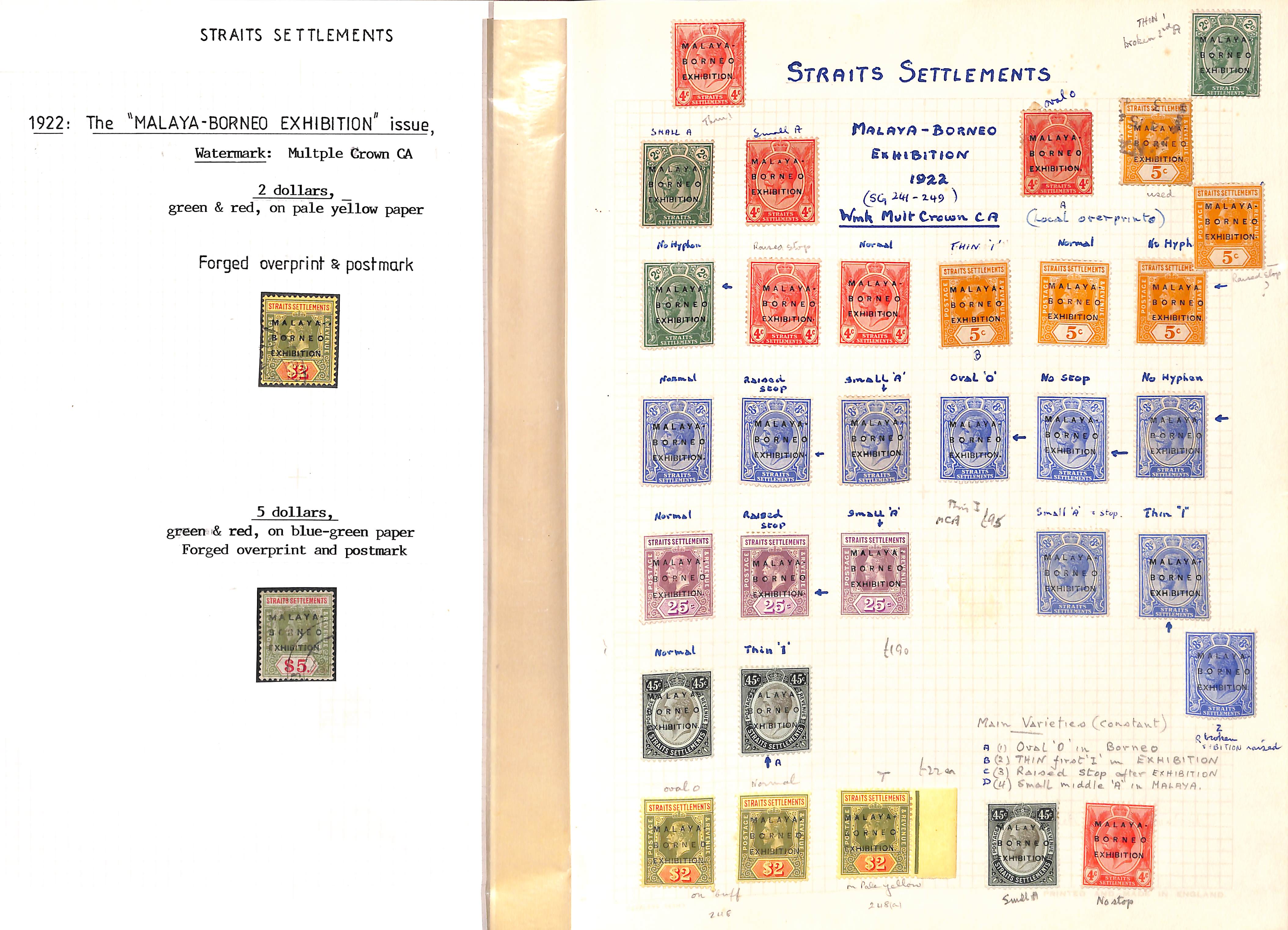 1922 Malaya-Borneo Exhibition, mainly mint study on pages and stockcards with listed and unlisted - Image 2 of 11