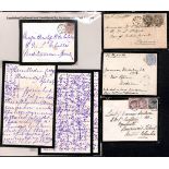 1841-84 Mourning covers with 1841 cover bearing a 1d black (3 margins), covers from France with