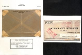 Sweden. 1954 (Mar. 10) Cover from Sydney to Stockholm with 4/6 meter, red handstruck cachet applied,
