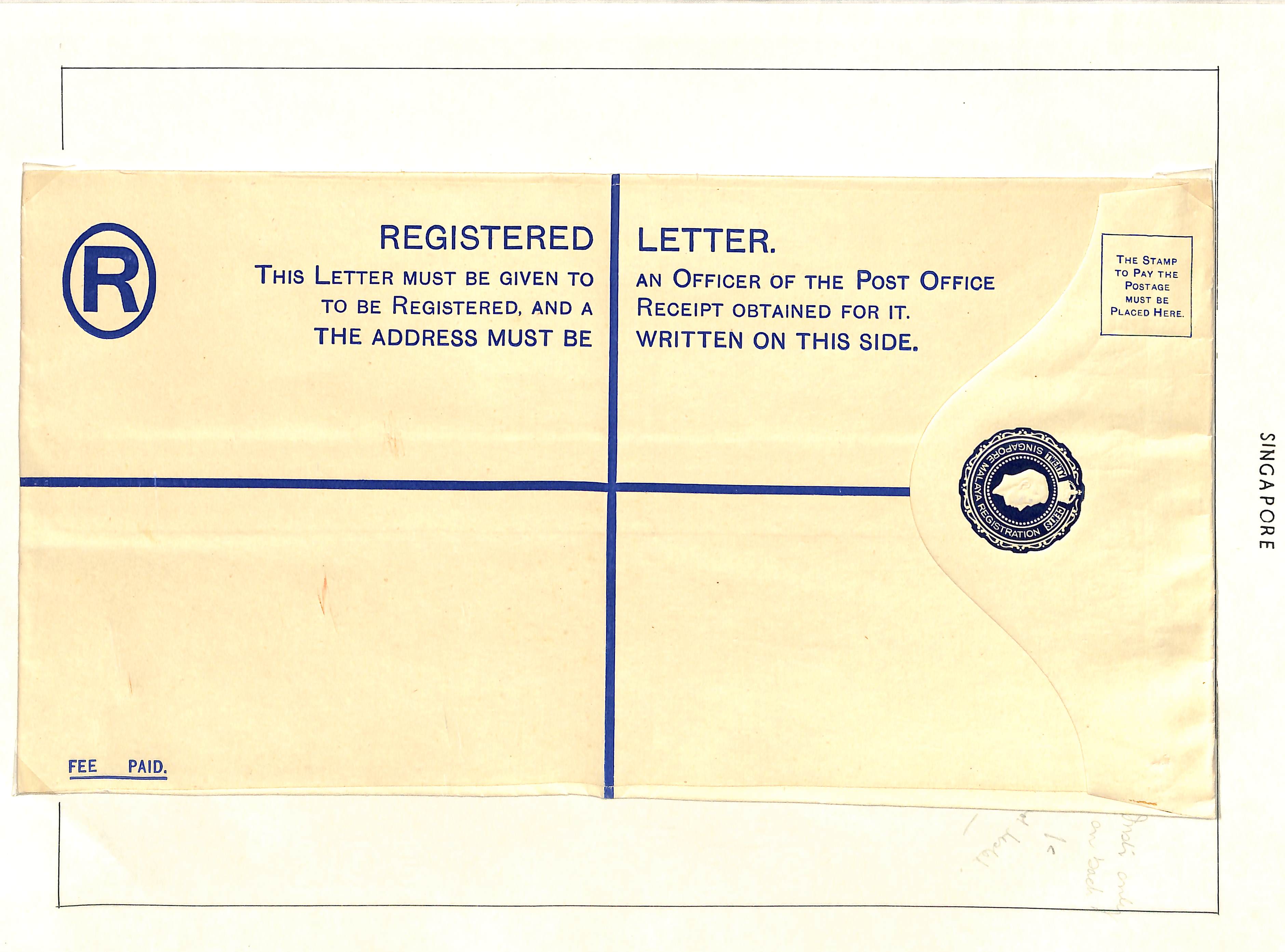 1948-55 KGVI 20c Registration envelopes, first issue without space for senders address on reverse, - Image 4 of 4
