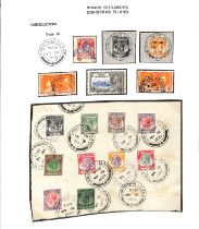1937-38 Pieces (4) and stamps (3) with "CHRISTMAS ISLAND" c.d.s type D7, one large piece with KGV