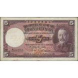 1935 (Jan 1st) Straits Settlements Government issue $1 serial J/92 66811, extremely fine, and $5