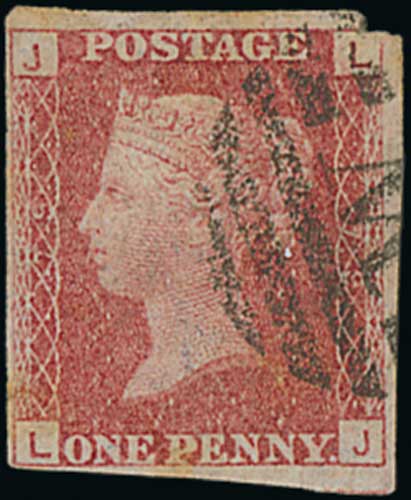 1864-79 1d Rose-red LJ plate 79, variety imperforate, small piece cut from upper right corner margin
