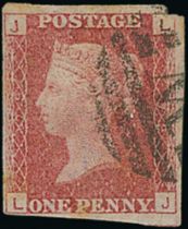 1864-79 1d Rose-red LJ plate 79, variety imperforate, small piece cut from upper right corner margin