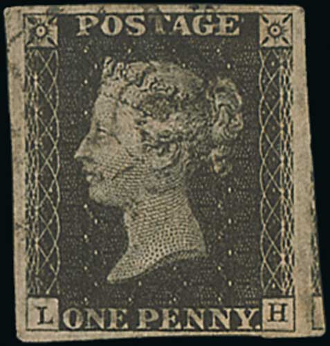 1841 1d Black, LH plate 11 used with a black Maltese Cross, good to huge margins with small
