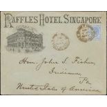 Raffles Hotel. 1901 (Sep 3) Pictorial advertising envelope depicting the hotel with carriages and