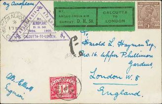 1925 (Feb 5) Anglo-Indian Survey Flight by Alan Cobham, picture postcard of Cobham's De Havilland