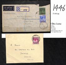 1947 Covers to England with B.M.A stamps tied by single ring "CHRISTMAS ISLAND" c.d.s type D10,