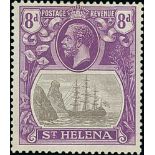 1922 8d Grey and bright violet, variety "storm over rock", fine mint. S.G. 105d, £550. Photo on Page