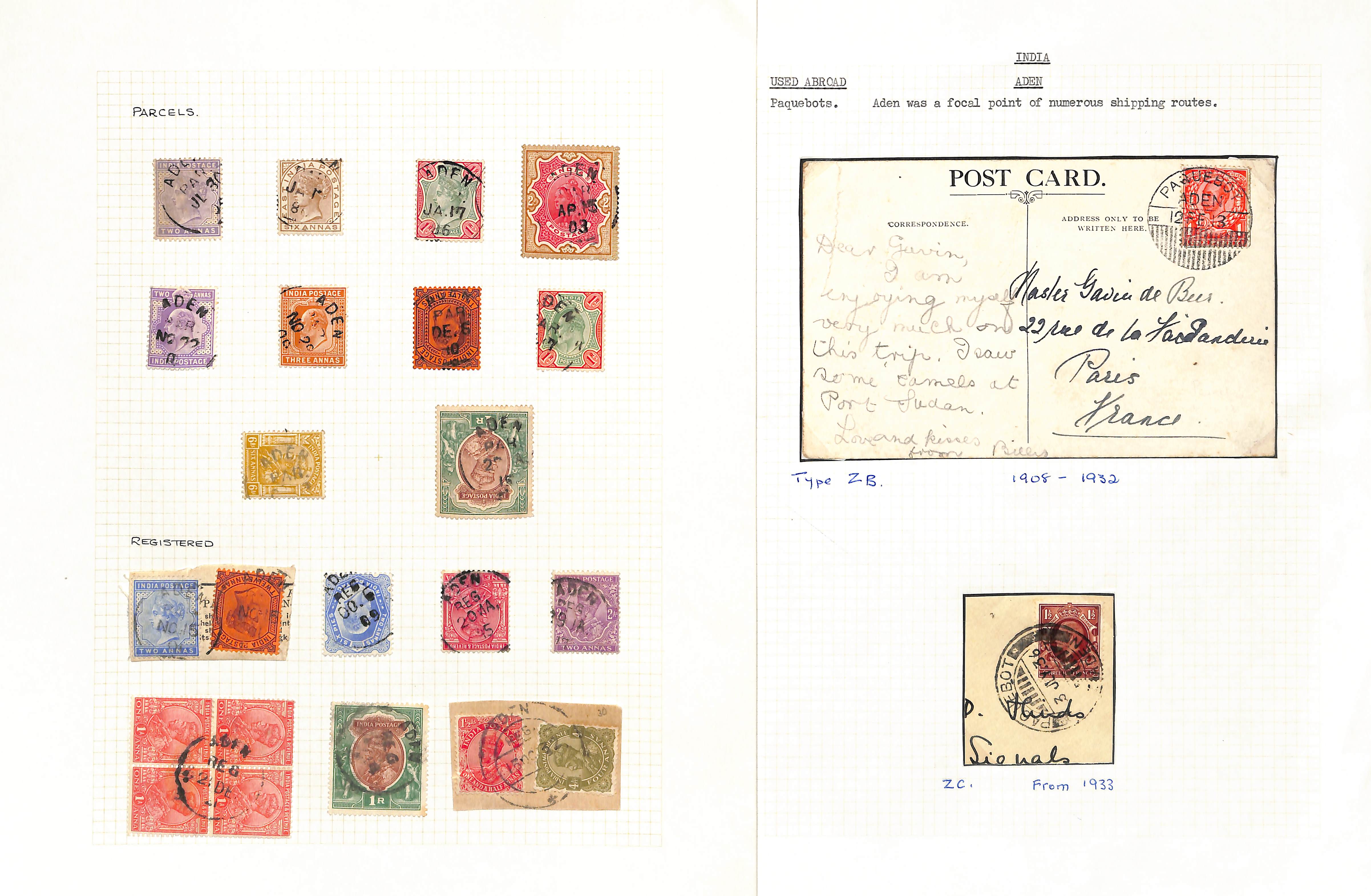 India used in Aden. QV-KGV Covers and cards (6), stamps and pieces (164) including "124" in - Image 9 of 9