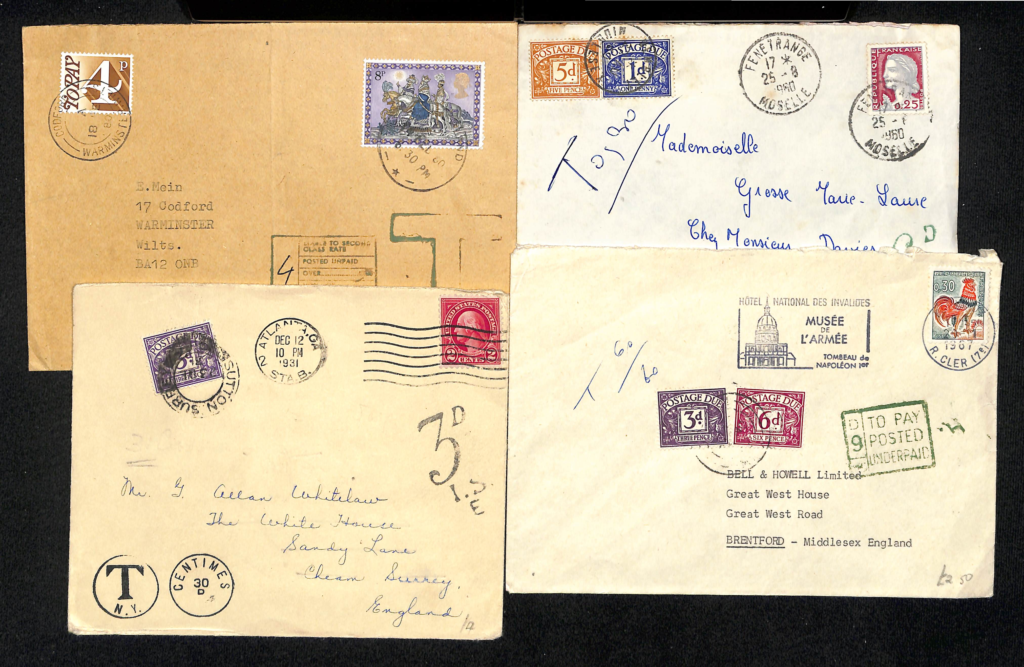 1908-80 Covers and cards, most with due stamps including 1½d brown, etc. (95). - Image 9 of 9