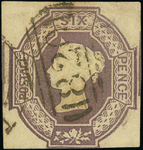 1847-54 Embossed 6d (3), 10d and 1/- (4, one deep green) used, all cut square, one 6d and one 1/-