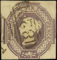 1847-54 Embossed 6d (3), 10d and 1/- (4, one deep green) used, all cut square, one 6d and one 1/-
