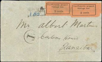 1929 (May 1) Stampless cover with Chakichaki, Pemba backstamp, to the Customs House at Zanzibar,