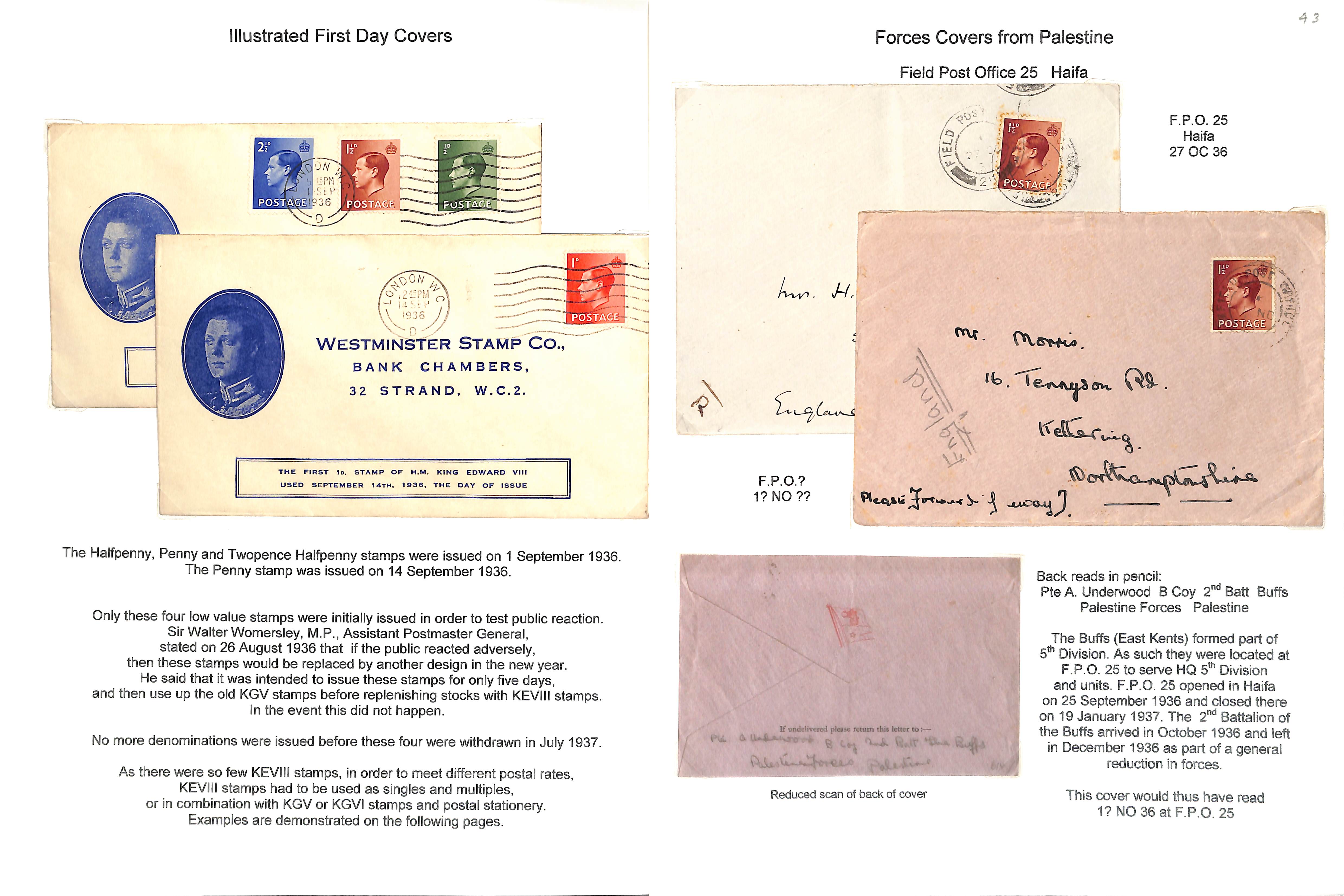 King Edward VIII. 1936-39 Covers and cards bearing KEVIII stamps including First Day Covers (some - Bild 12 aus 20