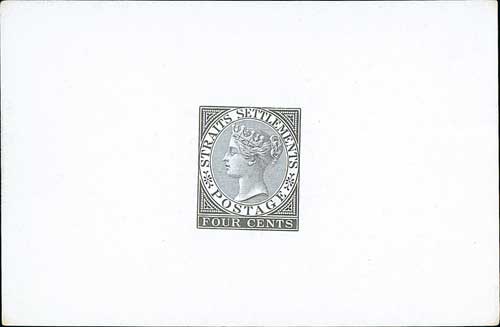 1867 4c Die Proof in black on white glazed card, 92x60mm, fine. Photo on Page 146.