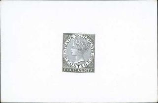 1867 4c Die Proof in black on white glazed card, 92x60mm, fine. Photo on Page 146.