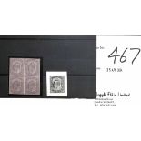 1903 KEVII 5c, Die Proof in black on white glazed card, reduced to 27x33mm, and imperf plate proof