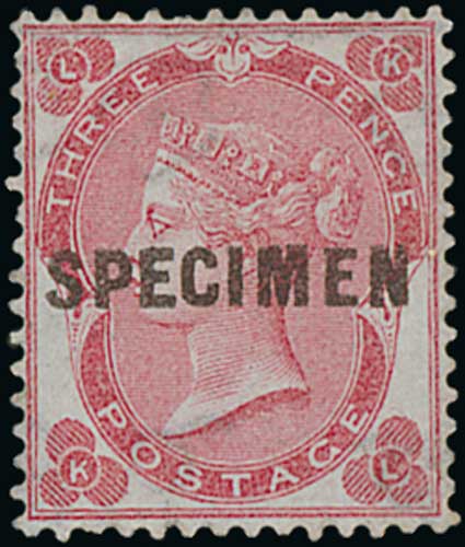 1856 1/- Deep Green overprinted "SPECIMEN" type 4 and 1862 3d carmine-rose overprinted "SPECIMEN" - Image 4 of 4