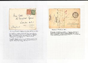 Upper Silesia. 1921 Covers and cards comprising Aug. 19th cover franked G.B ½d + 1½d cancelled "ARMY