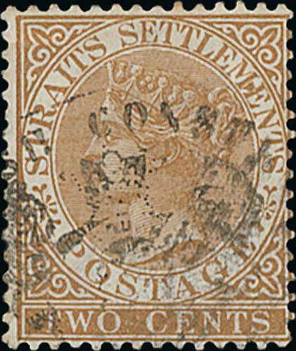 1882 Straits Settlements Crown CC 2c, 4c and 8c all cancelled by oval "BRITISH CONSULATE /