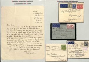 1916-46 Mourning covers including 1930 cover to London with the stamp washed off and boxed "