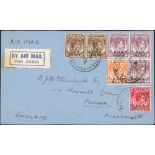 1946 (Nov 27) Air Mail cover to England, 50c postage paid by B.M.A 2c, 5c pair, 8c, 10c single +