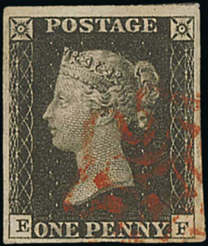 1840 1d Blacks comprising EF and RE plate 1b, EF plate 3, HC (corner crease) and OH plate 4, KC - Image 3 of 4