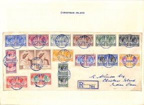 1948 (Dec 11) Registered covers posted on Christmas Island, one bearing Singapore 1c - $2 (14