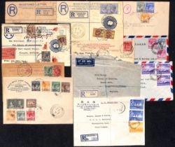 Kampong Glam. 1899-1964 Covers including 1899 registered A.R cover to Germany with "A.R" and boxed