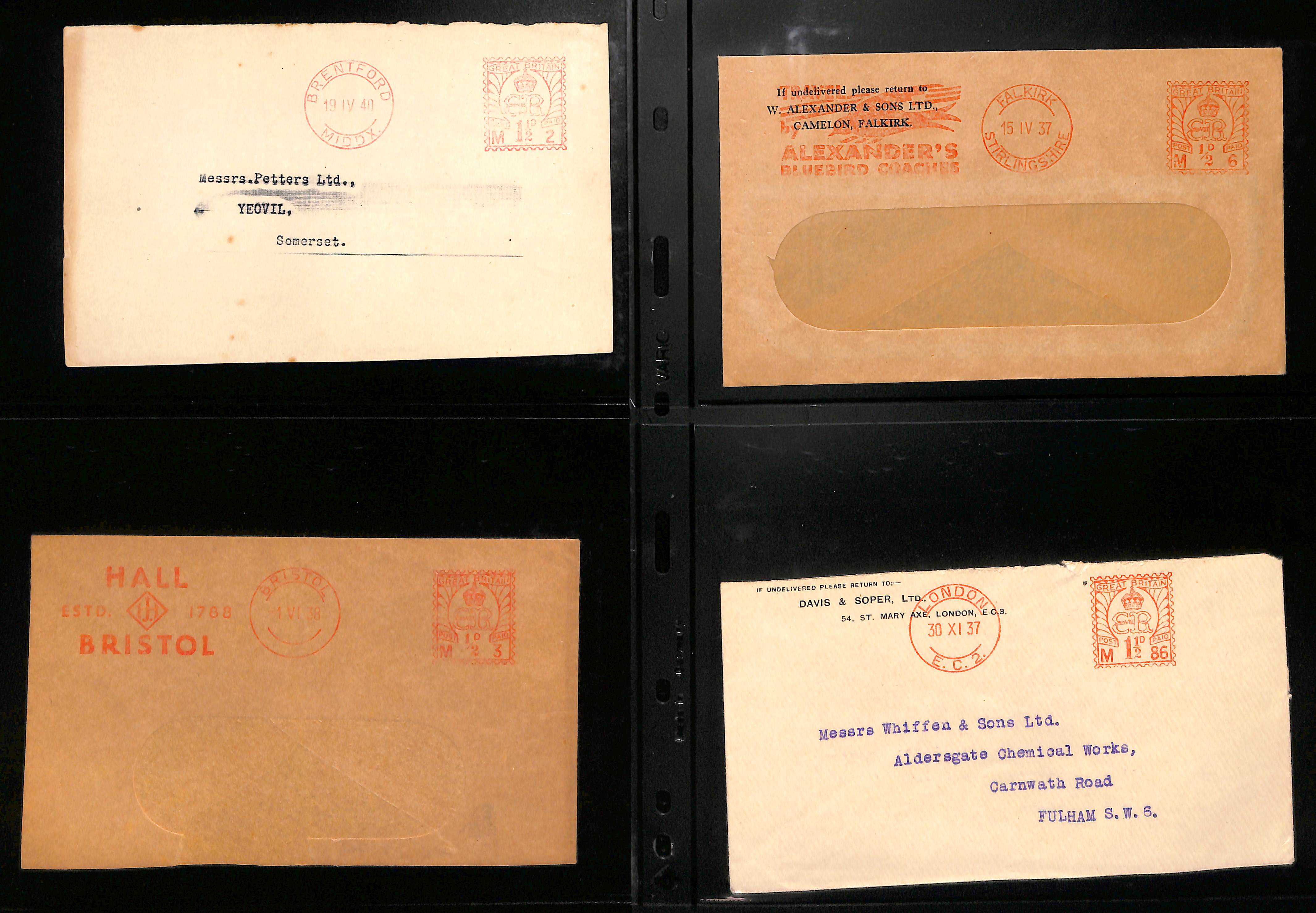 Meters. 1937-48 Covers all with King Edward VIII meters (47, also some pieces, one a first day