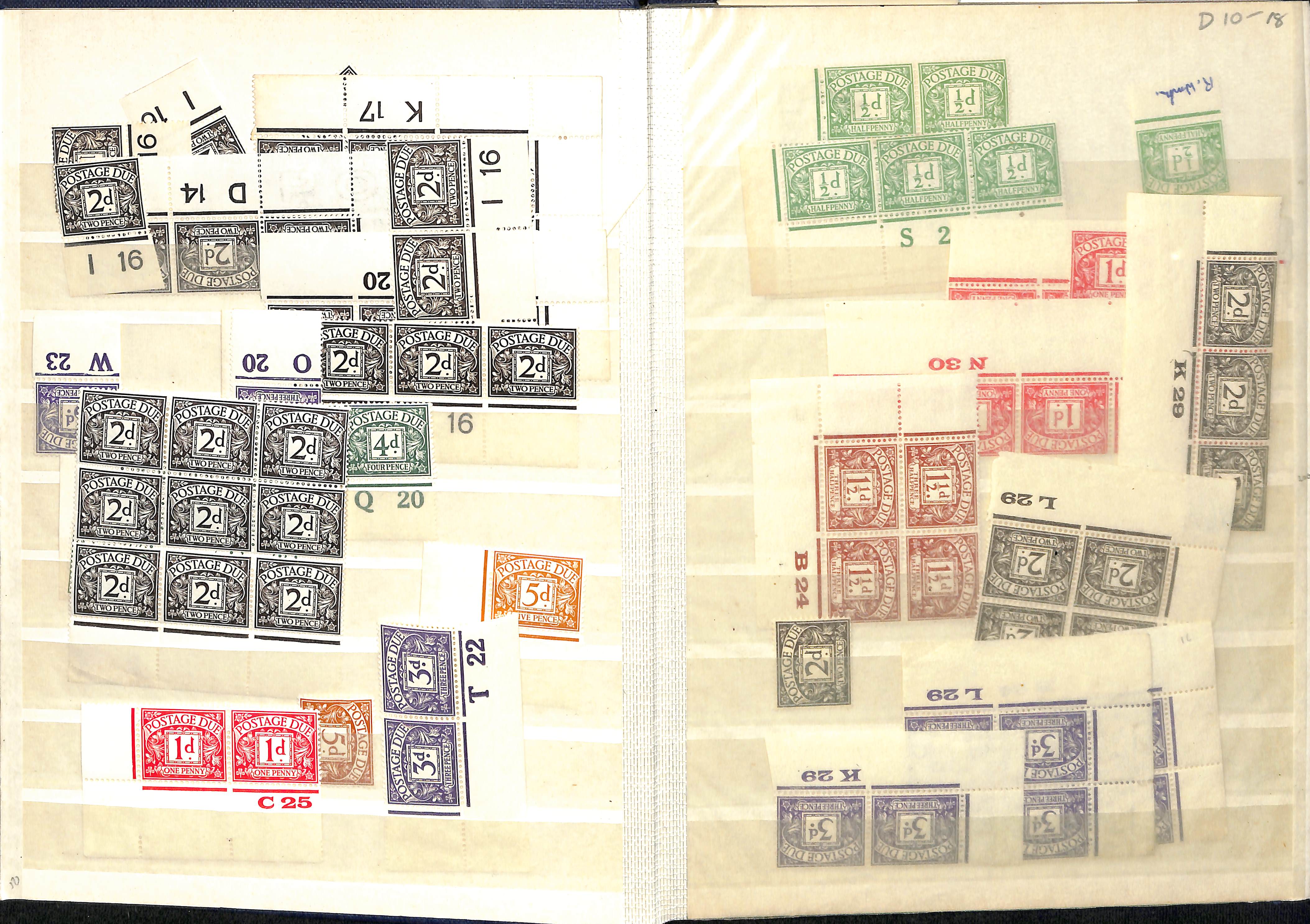 1914-69 Unmounted mint postage dues in a stockbook with many Controls, some watermark varieties, - Image 2 of 9