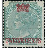 1867 (Sept) 12c on 4a Green, fine mint. S.G. 7, £1,600. Photo on Page 148