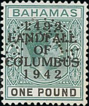 1942 Landfall of Columbus ½d - £1 set of fourteen perfined "SPECIMEN", fine mint, a scarce set. S.G.