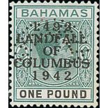 1942 Landfall of Columbus ½d - £1 set of fourteen perfined "SPECIMEN", fine mint, a scarce set. S.G.