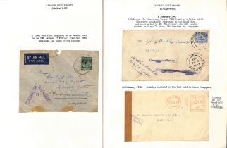 1942 (Jan 27 - Feb 10) Covers sent shortly before the fall of Singapore, comprising 1941 (Dec 1)
